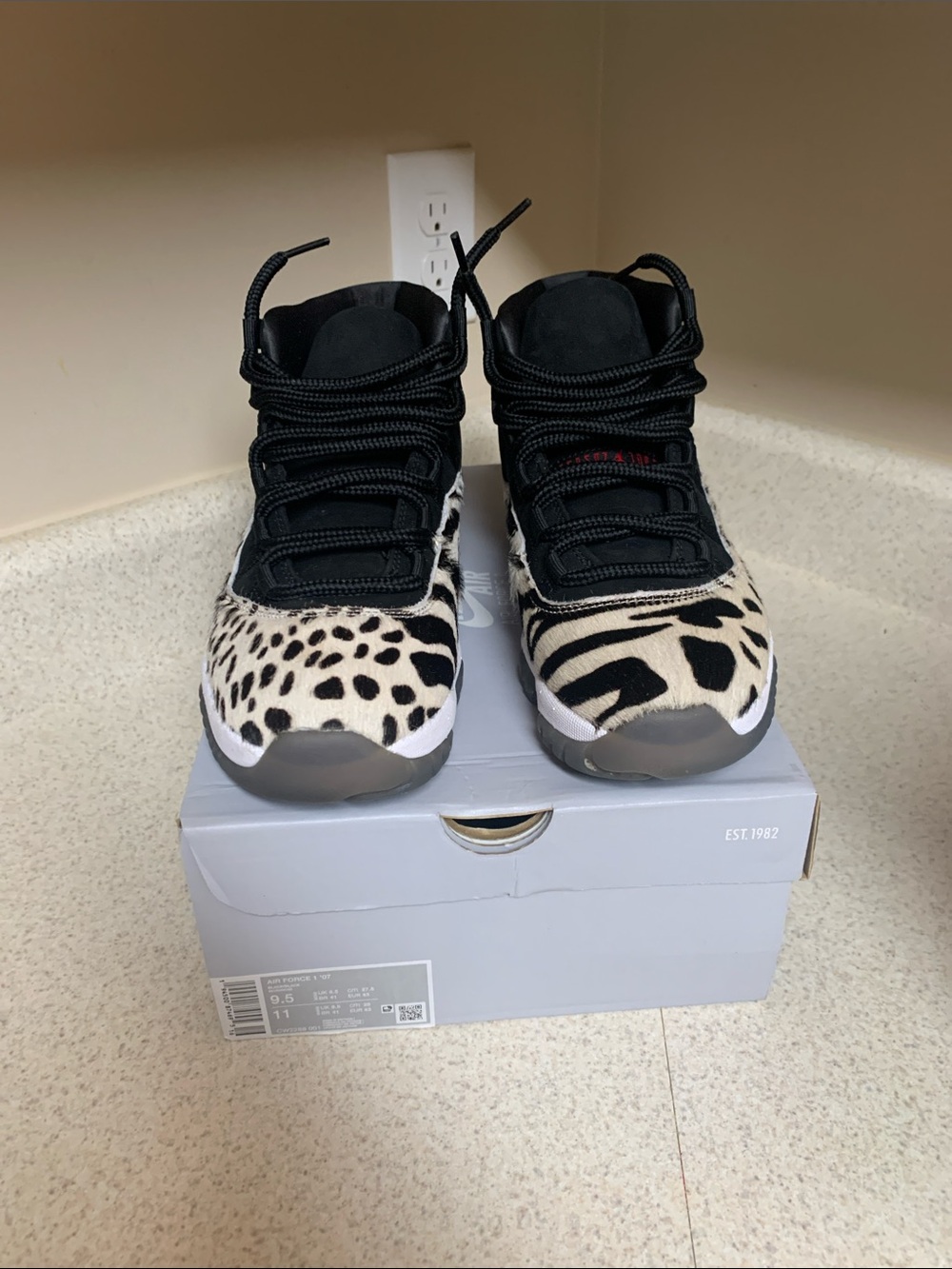 Jordan Women's Black and White Animal Print Sneakers